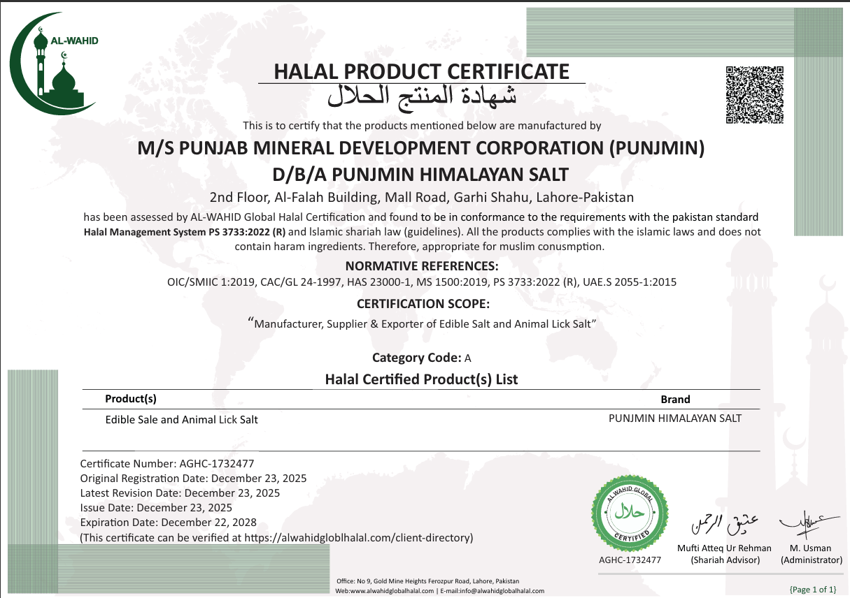 Halal-friendly production certificate
