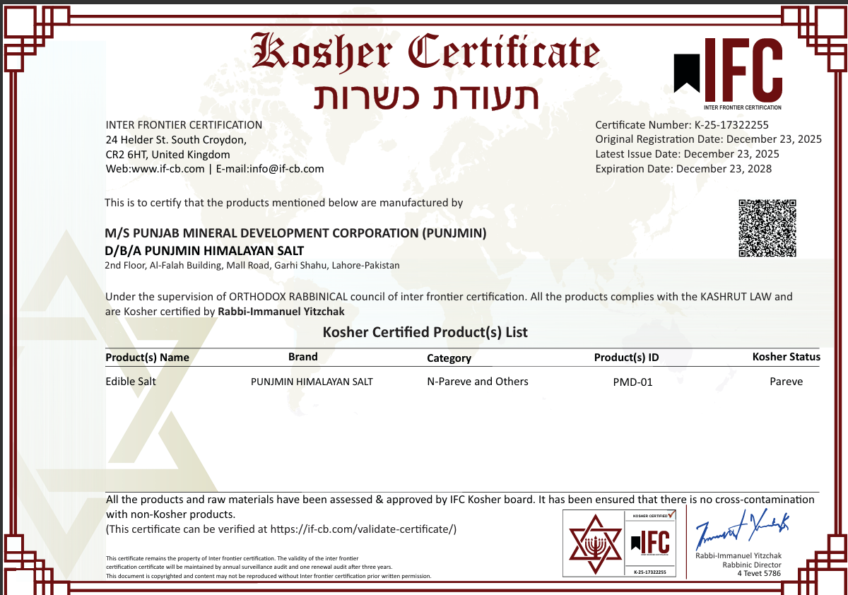 Kosher on request certificate