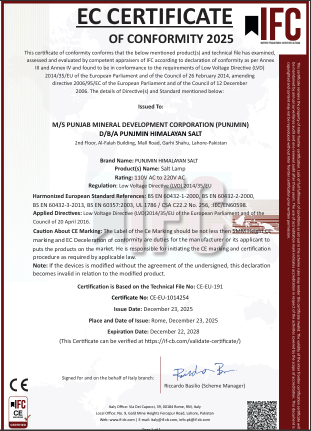 EC Certificate of conformity certificate