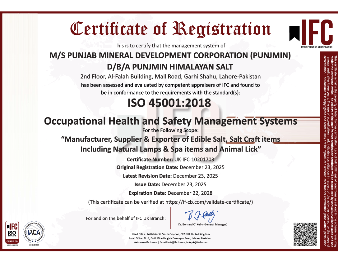 ISO 45001 occupational H&S certificate