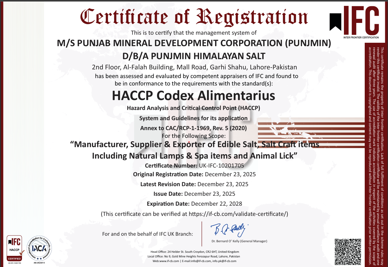 HACCP food safety certificate