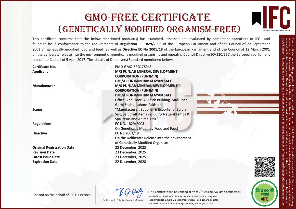 GMO-Free certified certificate