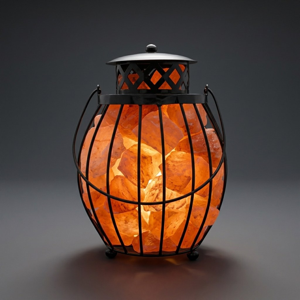 Wrought Iron Basket Lantern Lamp with Handle — Salt Lamps