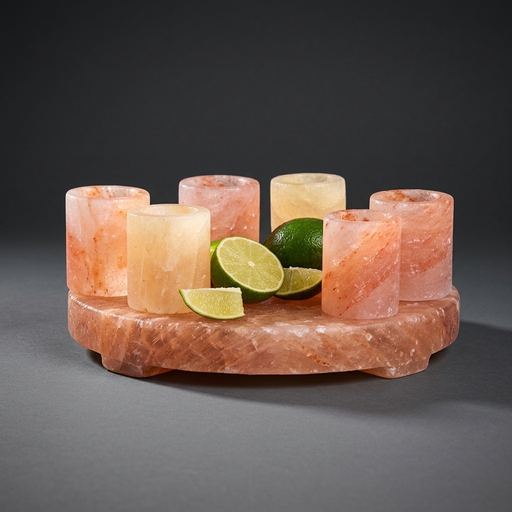 Pink Salt Shot Glasses – Set of 6 with Round Block — Cullinary Collection