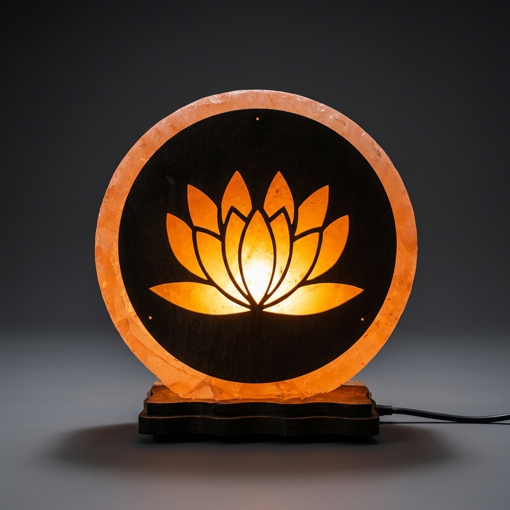Rock Salt Lamp – Wooden Sheet Round — Salt Lamps